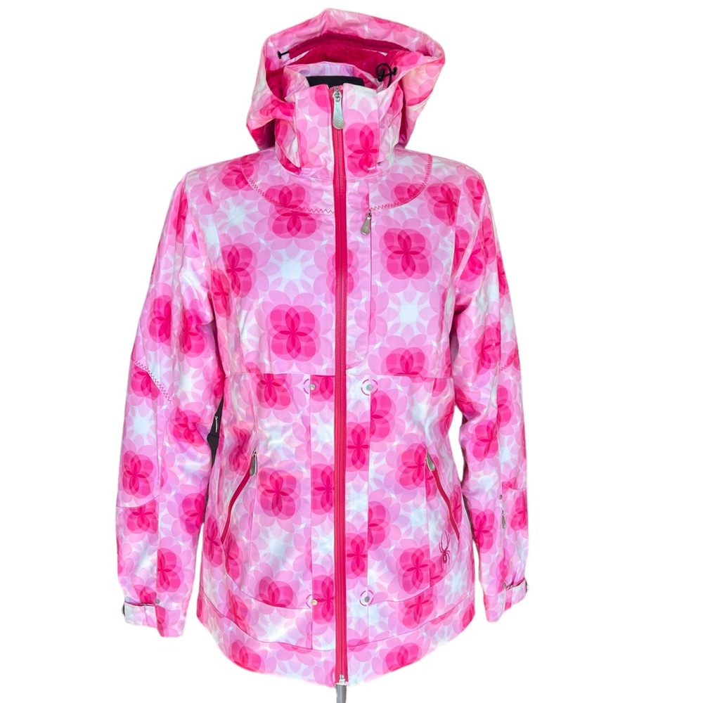 SPYDER KNOCKOUT JACKET SKI SNOWBOARD JACKET PINK/ WHITE SIZE 8 SAMPLE AUTHENTIC